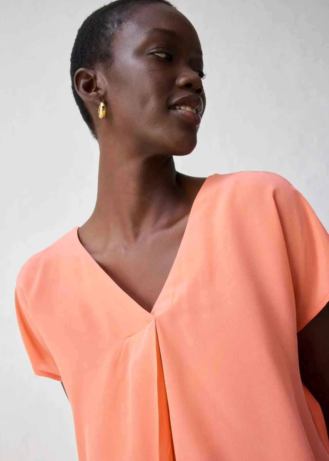 bonprix Premium|Shirts & Tops^Shirt mit Seidenanteil und Webeinsatz mandarine