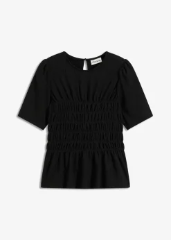 bonprix Shirts & Tops|Nachhaltigere Materialien^Shirt mit Smok schwarz