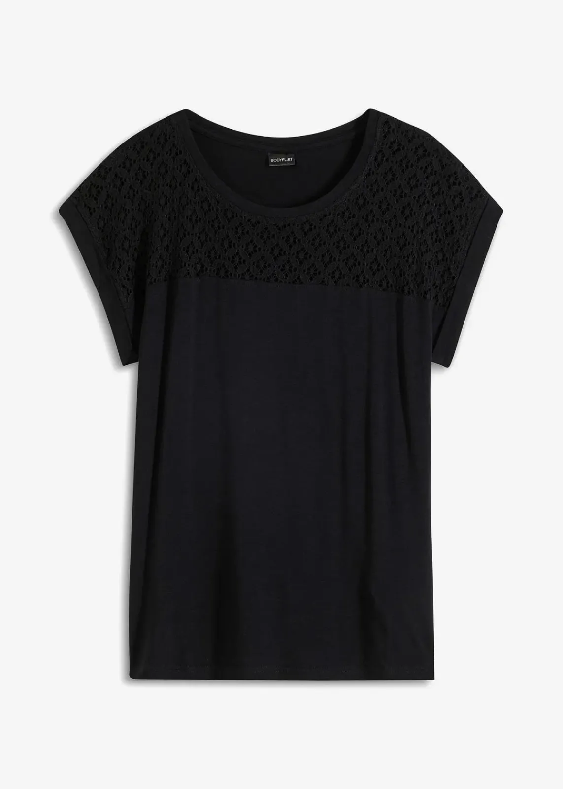 bonprix Nachhaltigere Materialien|Shirts & Tops^Shirt mit Spitze schwarz