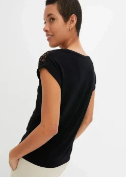 bonprix Nachhaltigere Materialien|Shirts & Tops^Shirt mit Spitze schwarz