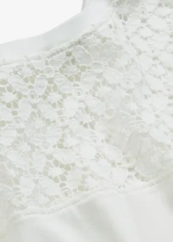 bonprix Shirts & Tops|Nachhaltigere Materialien^Shirt mit Spitze wollweiß