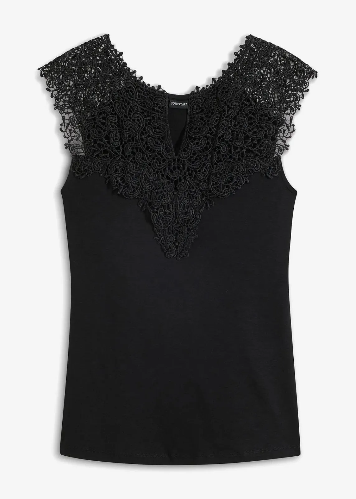bonprix Nachhaltigere Materialien|Shirts & Tops^Shirt mit Spitze schwarz