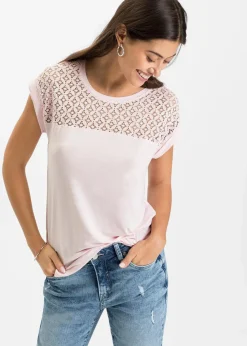 bonprix Shirts & Tops|Nachhaltigere Materialien^Shirt mit Spitze zartrosa
