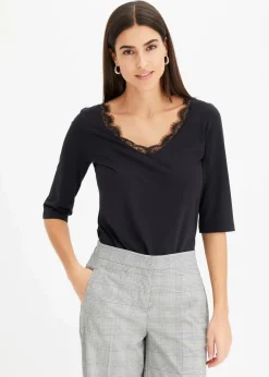 bonprix Shirts & Tops^Shirt mit Spitze schwarz