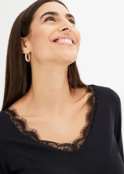 bonprix Shirts & Tops^Shirt mit Spitze schwarz