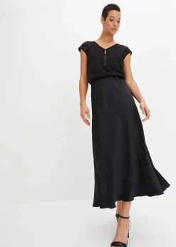 bonprix Nachhaltigere Materialien|Shirts & Tops^Shirt mit Spitzeneinsatz schwarz