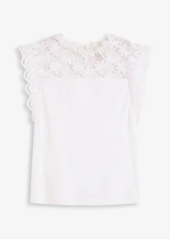 bonprix Shirts & Tops^Shirt mit Spitzeneinsatz weiß