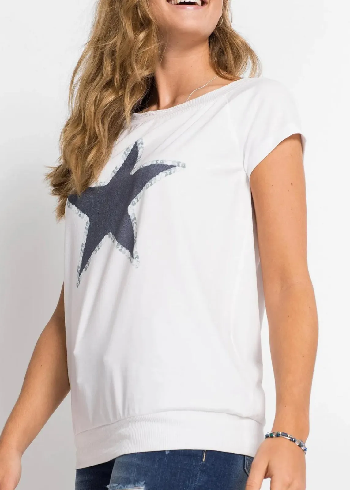 bonprix Shirts & Tops^Shirt mit Sternenprint weiß bedruckt