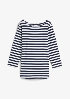 bonprix Shirts & Tops|Basics^Shirt mit U-Boot-Ausschnitt weiß/dunkelblau gestreift