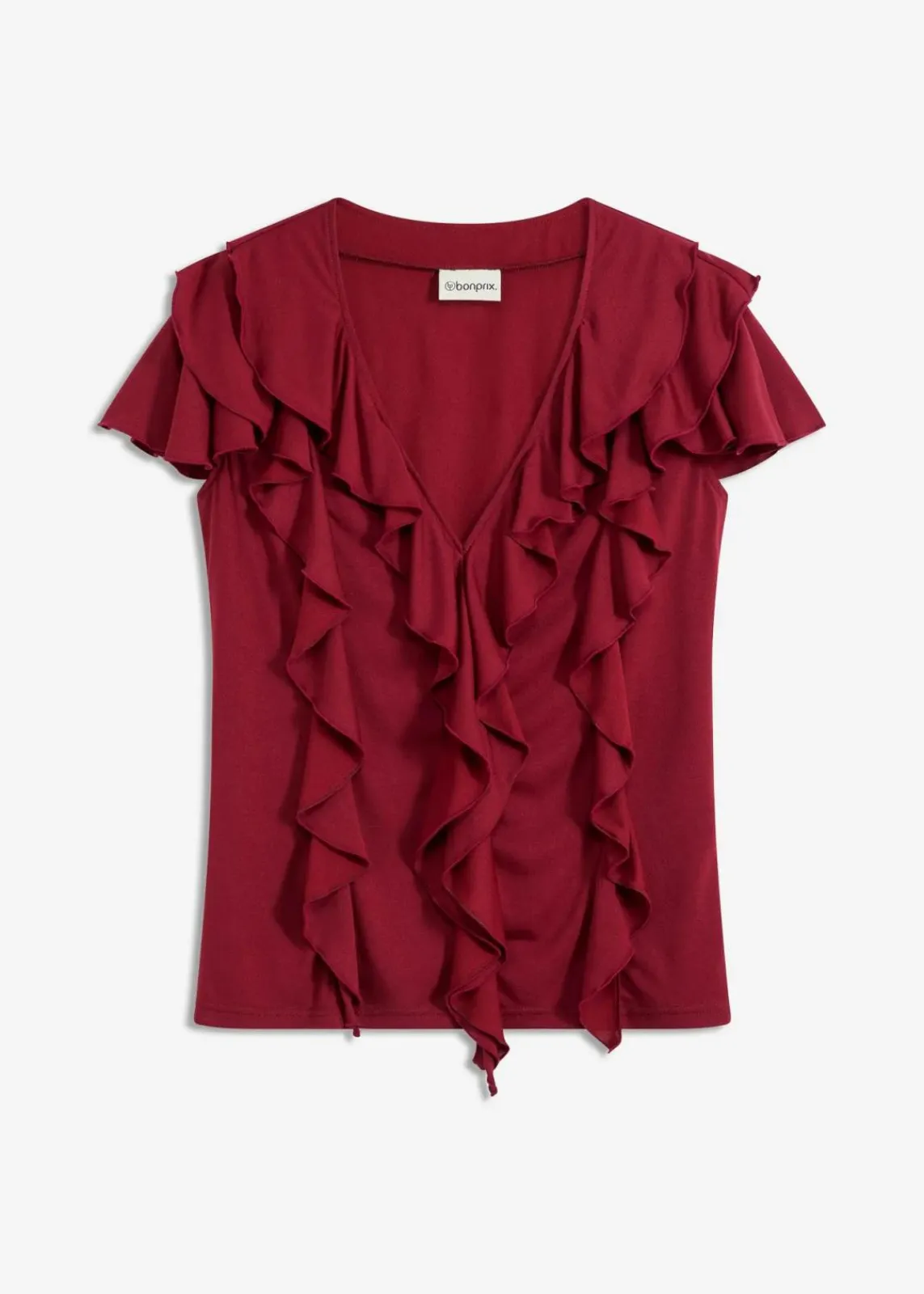 bonprix Shirts & Tops^Shirt mit Volants aus softem Modal-Mix pflaumenrot