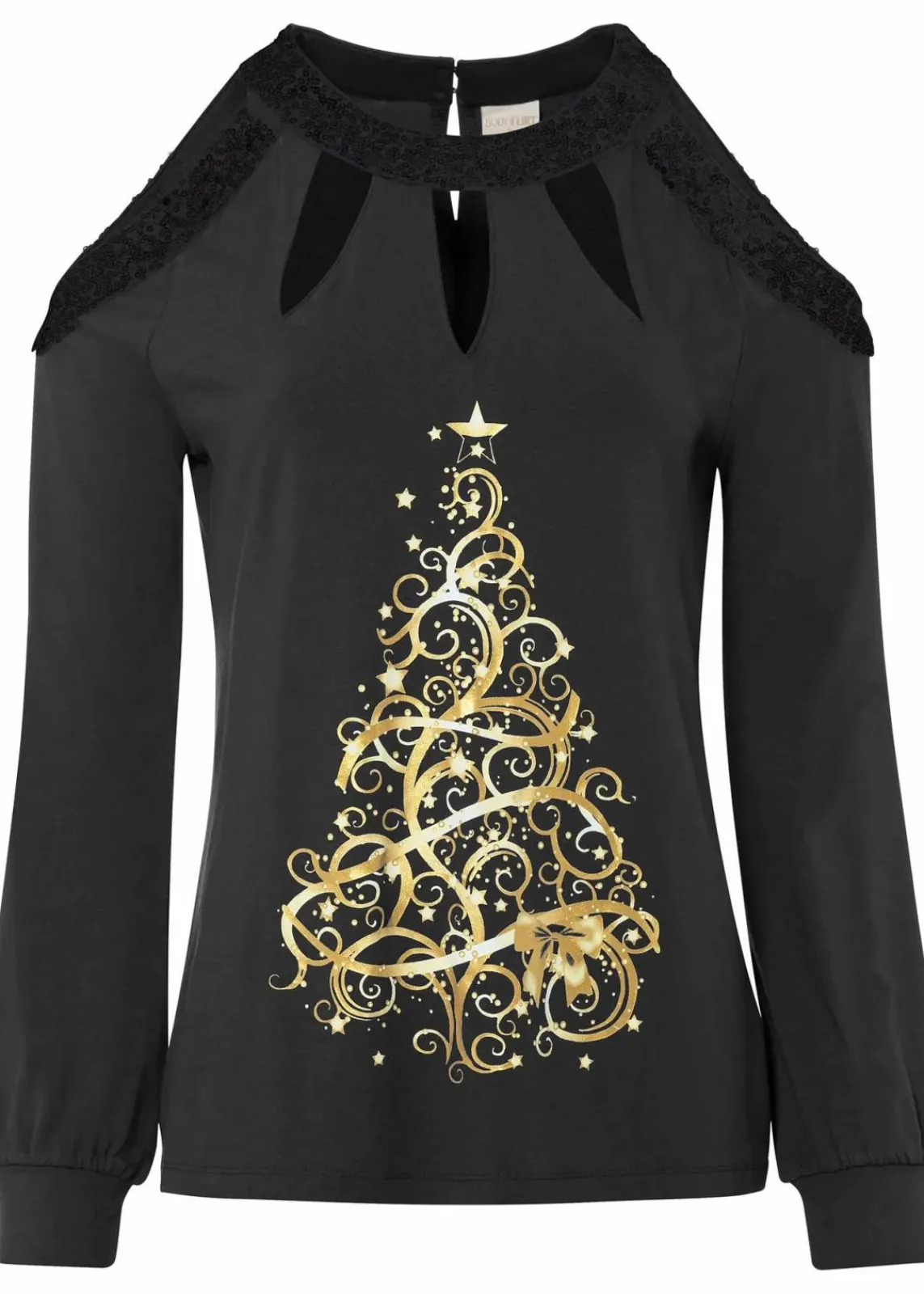 BODYFLIRT boutique Shirts & Tops^Shirt mit Weihnachtsmotiv schwarz bedruckt
