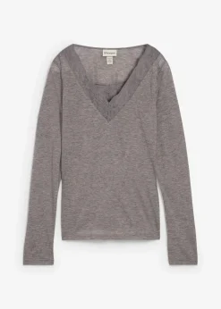 bonprix Shirts & Tops|Premium^Shirt mit Wolle grau meliert