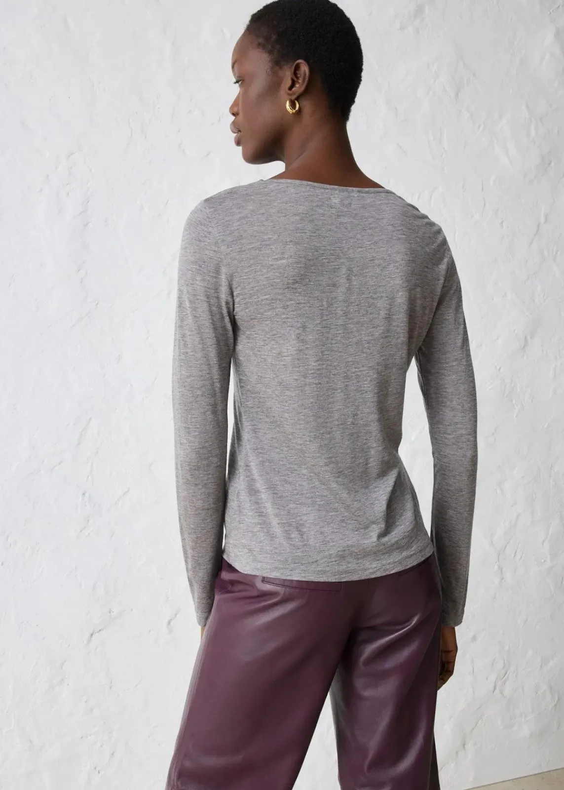 bonprix Shirts & Tops|Premium^Shirt mit Wolle grau meliert