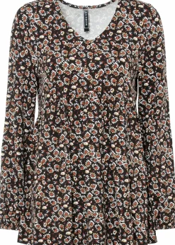 bonprix Shirts & Tops^Shirtbluse aus nachhaltiger Viskose schwarz/rostbraun/dunkelblau/wollweiß geblümt