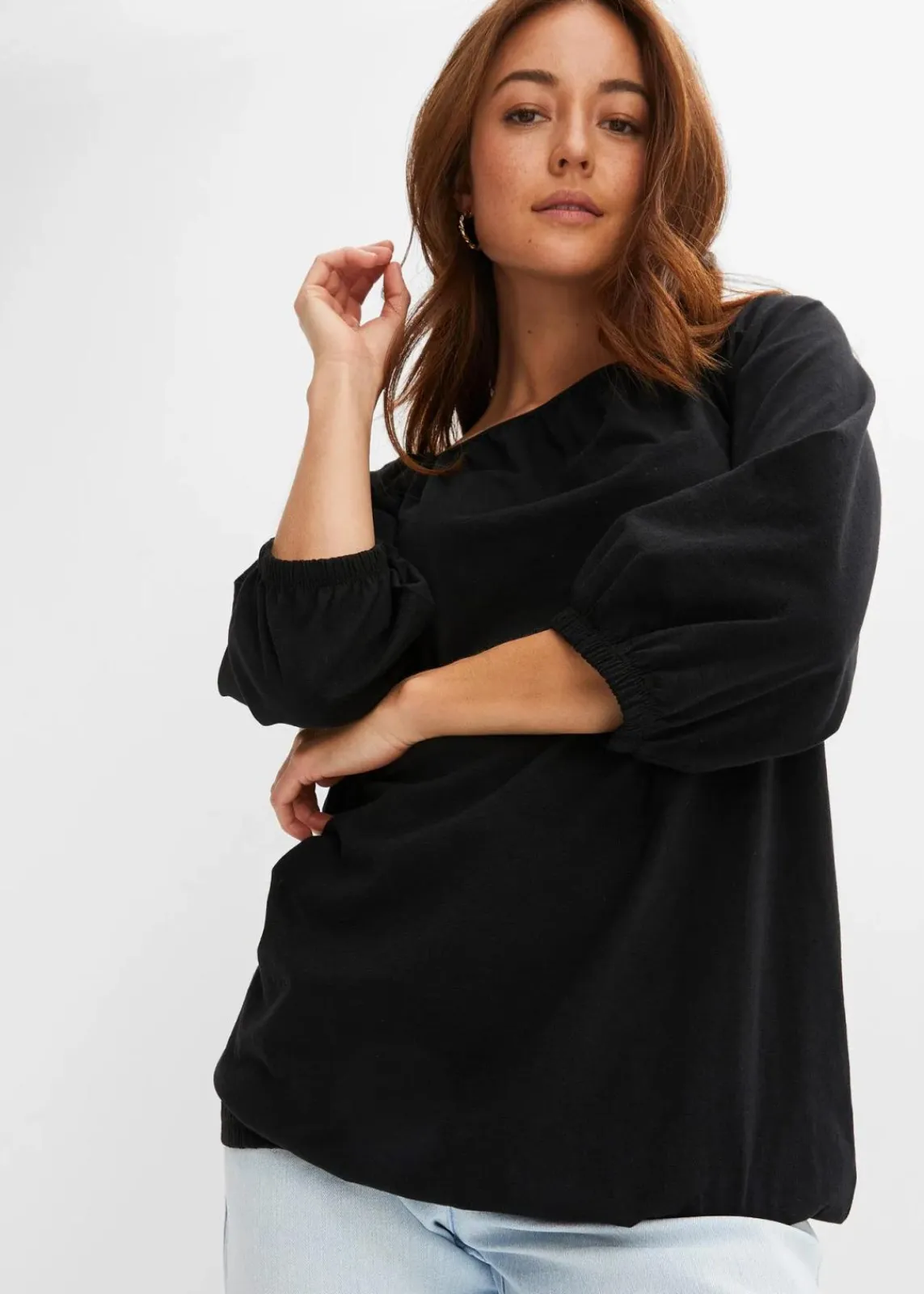 bonprix Nachhaltigere Materialien|Shirts & Tops^Shirtbluse aus reiner Bio-Baumwolle schwarz