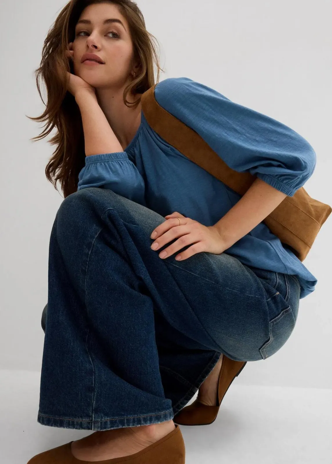 bonprix Shirts & Tops|Nachhaltigere Materialien^Shirtbluse aus reiner Bio-Baumwolle wellenblau