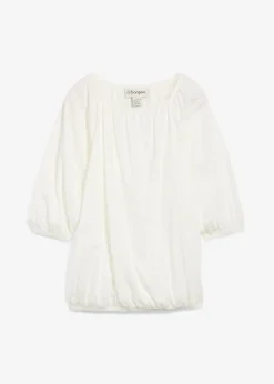 bonprix Shirts & Tops|Nachhaltigere Materialien^Shirtbluse aus reiner Bio-Baumwolle wollweiß