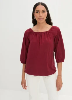 bonprix Shirts & Tops|Nachhaltigere Materialien^Shirtbluse aus reiner Bio-Baumwolle granatapfel