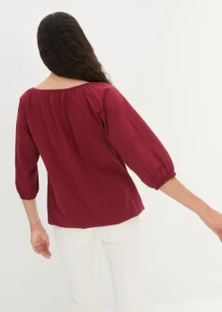 bonprix Shirts & Tops|Nachhaltigere Materialien^Shirtbluse aus reiner Bio-Baumwolle granatapfel
