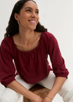 bonprix Shirts & Tops|Nachhaltigere Materialien^Shirtbluse aus reiner Bio-Baumwolle granatapfel