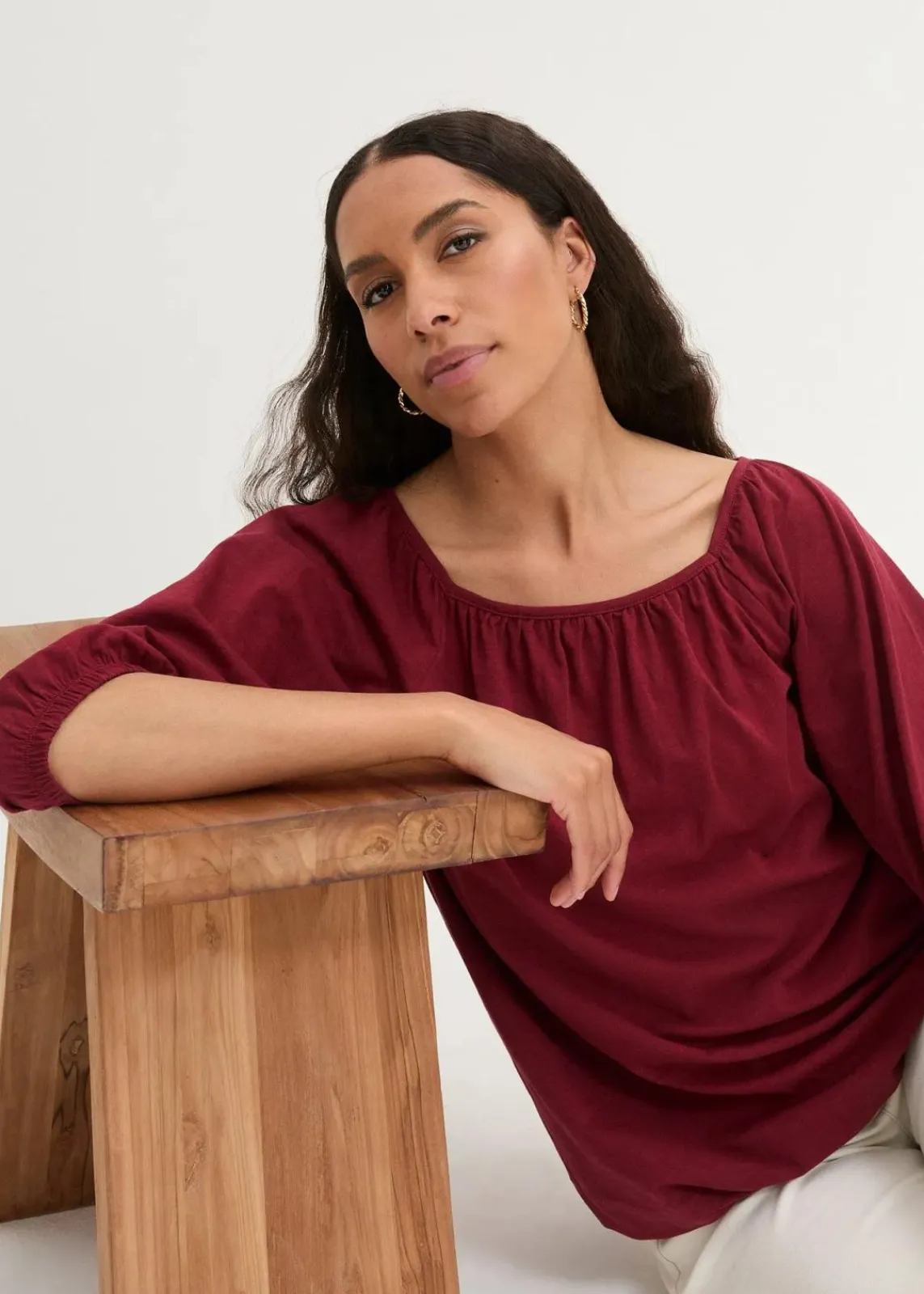 bonprix Shirts & Tops|Nachhaltigere Materialien^Shirtbluse aus reiner Bio-Baumwolle granatapfel