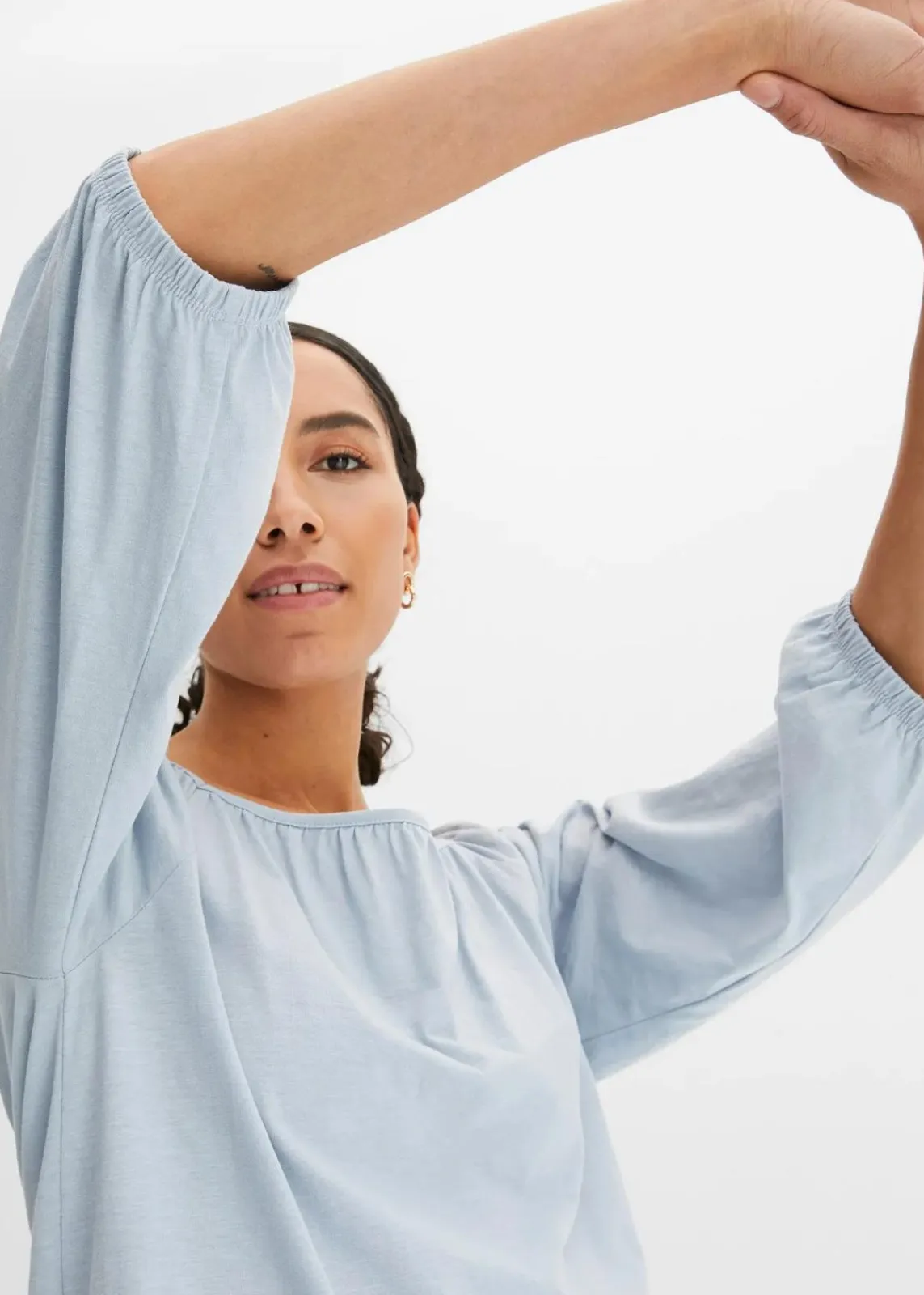 bonprix Shirts & Tops|Nachhaltigere Materialien^Shirtbluse aus reiner Bio-Baumwolle softblau