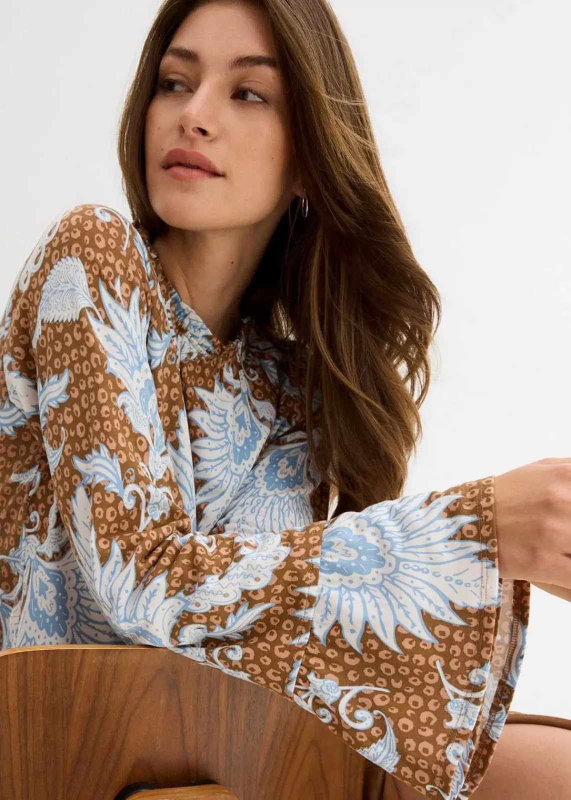bonprix Shirts & Tops^Shirtbluse aus softem Modal-Mix gewürzbraun bedruckt