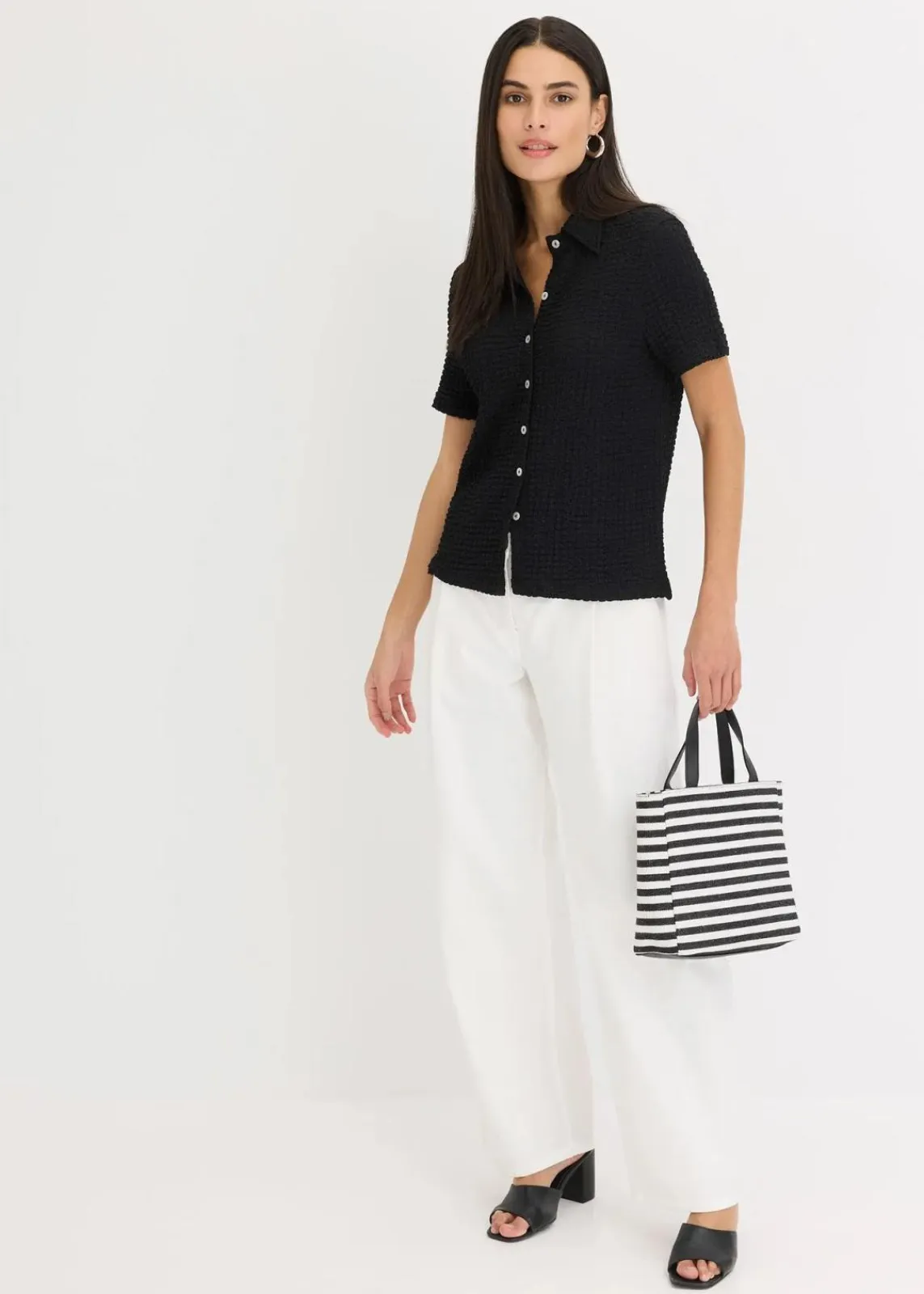bonprix Shirts & Tops^Shirtbluse mit Struktur schwarz