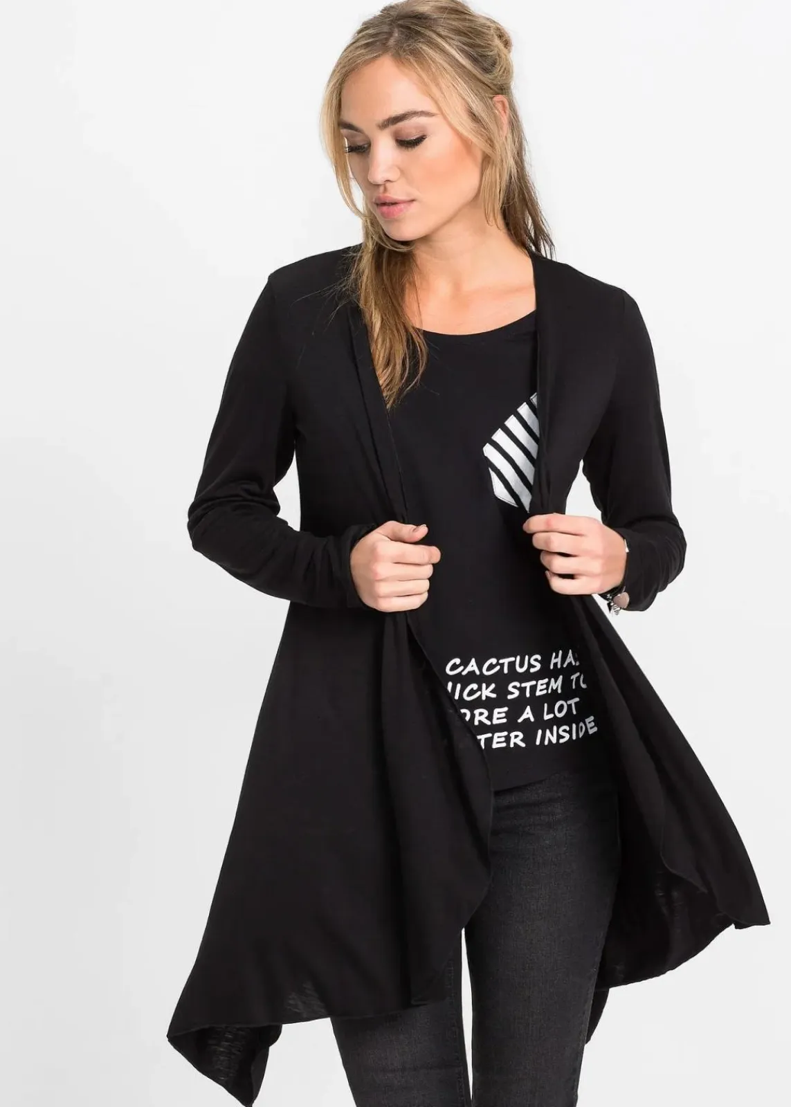 bonprix Shirts & Tops^Shirtjacke aus softem Viskose-Mix schwarz