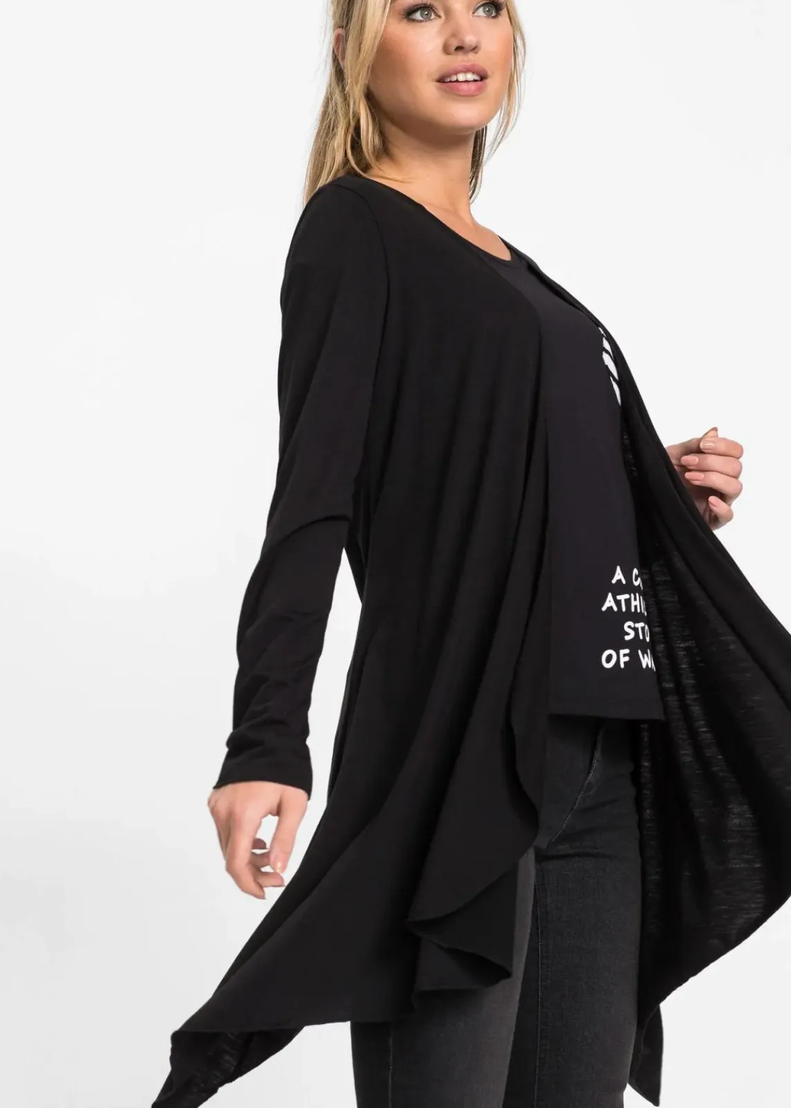bonprix Shirts & Tops^Shirtjacke aus softem Viskose-Mix schwarz