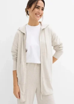 bonprix Bekleidung·Umstandsmode|Strickmode^Shirtjacke in Strickoptik aus Viskose-Mix hellsand meliert
