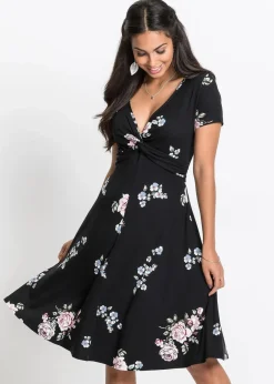 bonprix Bekleidung·Pullover & Strickjacken|Kleider^Shirtkleid schwarz geblümt
