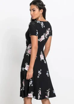 bonprix Bekleidung·Pullover & Strickjacken|Kleider^Shirtkleid schwarz geblümt