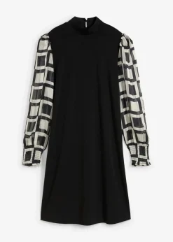 bonprix Bekleidung·Pullover & Strickjacken|Kleider^Shirtkleid schwarz/natur