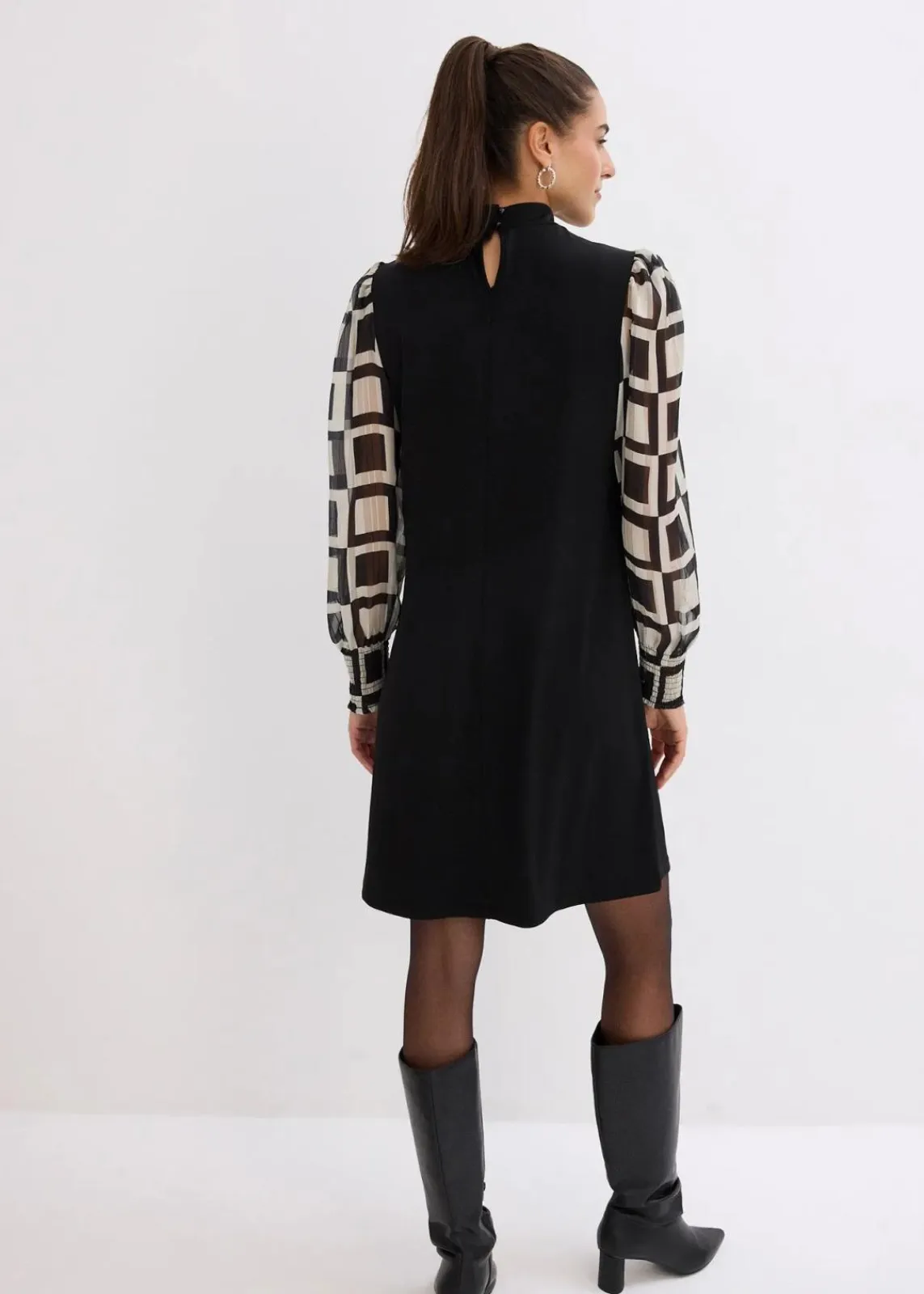 bonprix Bekleidung·Pullover & Strickjacken|Kleider^Shirtkleid schwarz/natur