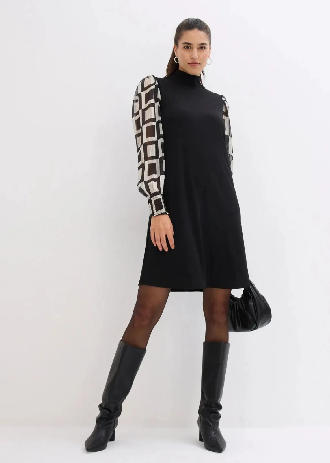 bonprix Bekleidung·Pullover & Strickjacken|Kleider^Shirtkleid schwarz/natur