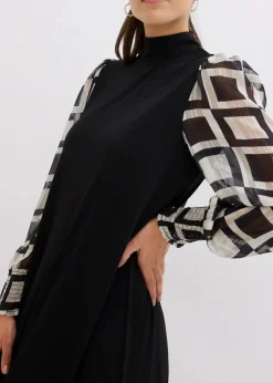 bonprix Bekleidung·Pullover & Strickjacken|Kleider^Shirtkleid schwarz/natur