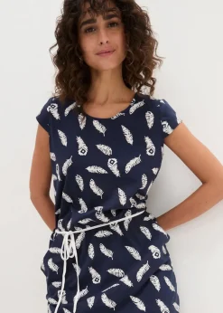 bonprix Bekleidung·Pullover & Strickjacken|Kleider^Shirtkleid dunkelblau bedruckt