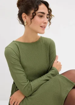 bonprix Bekleidung·Pullover & Strickjacken|Kleider^Shirtkleid aus Barcrêpe dunkelkhaki