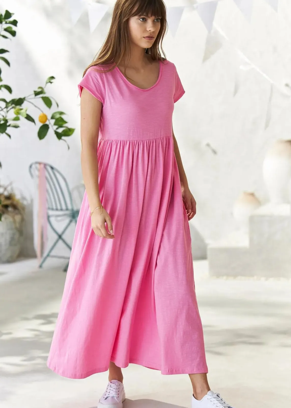 bonprix Bekleidung·Pullover & Strickjacken|Kleider^Shirtkleid aus Bio-Baumwolle rosapink