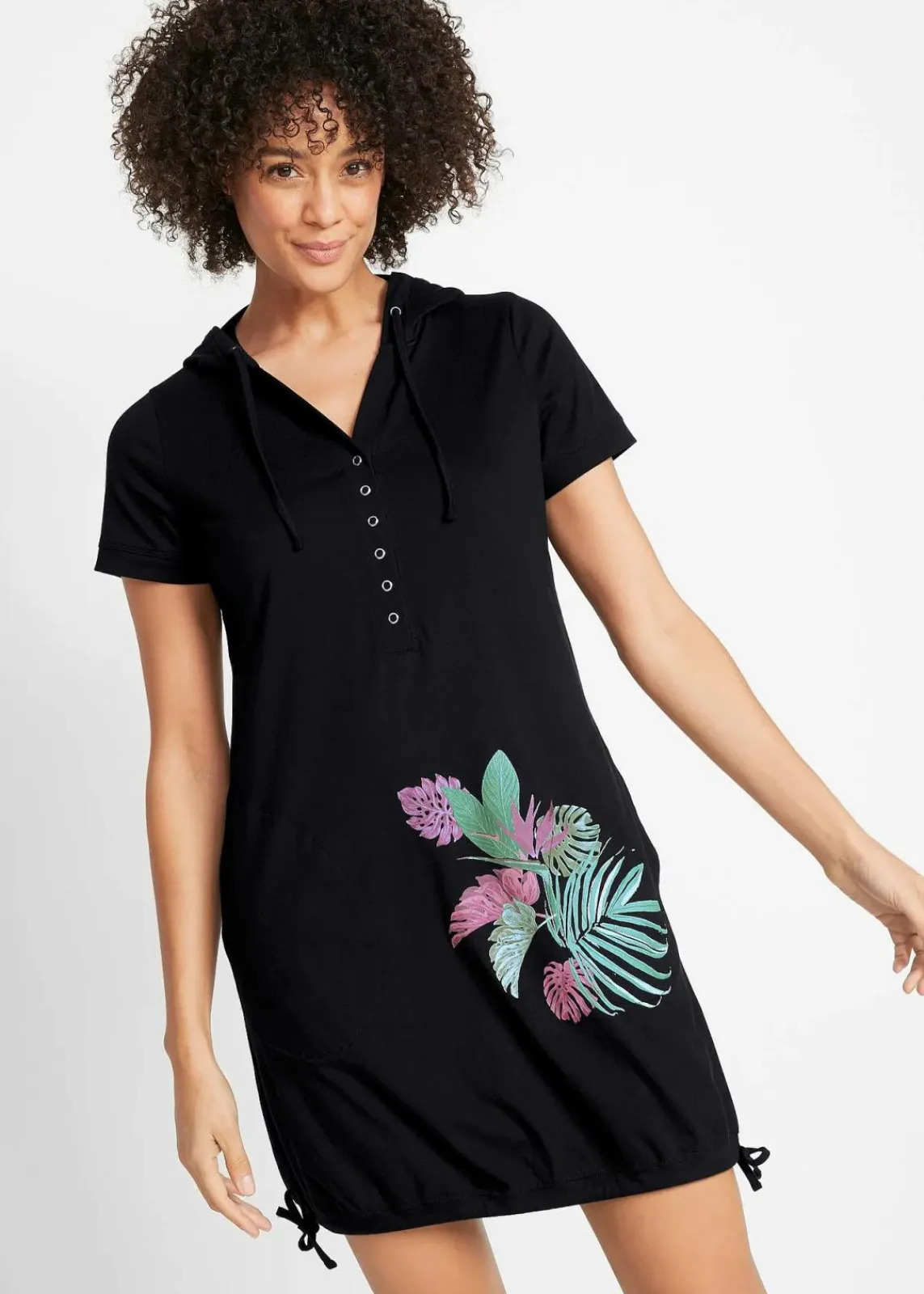 bonprix Strandmode|Bademode·Strandmode^Shirtkleid aus reiner Baumwolle schwarz