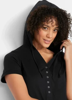 bonprix Strandmode|Bademode·Strandmode^Shirtkleid aus reiner Baumwolle schwarz