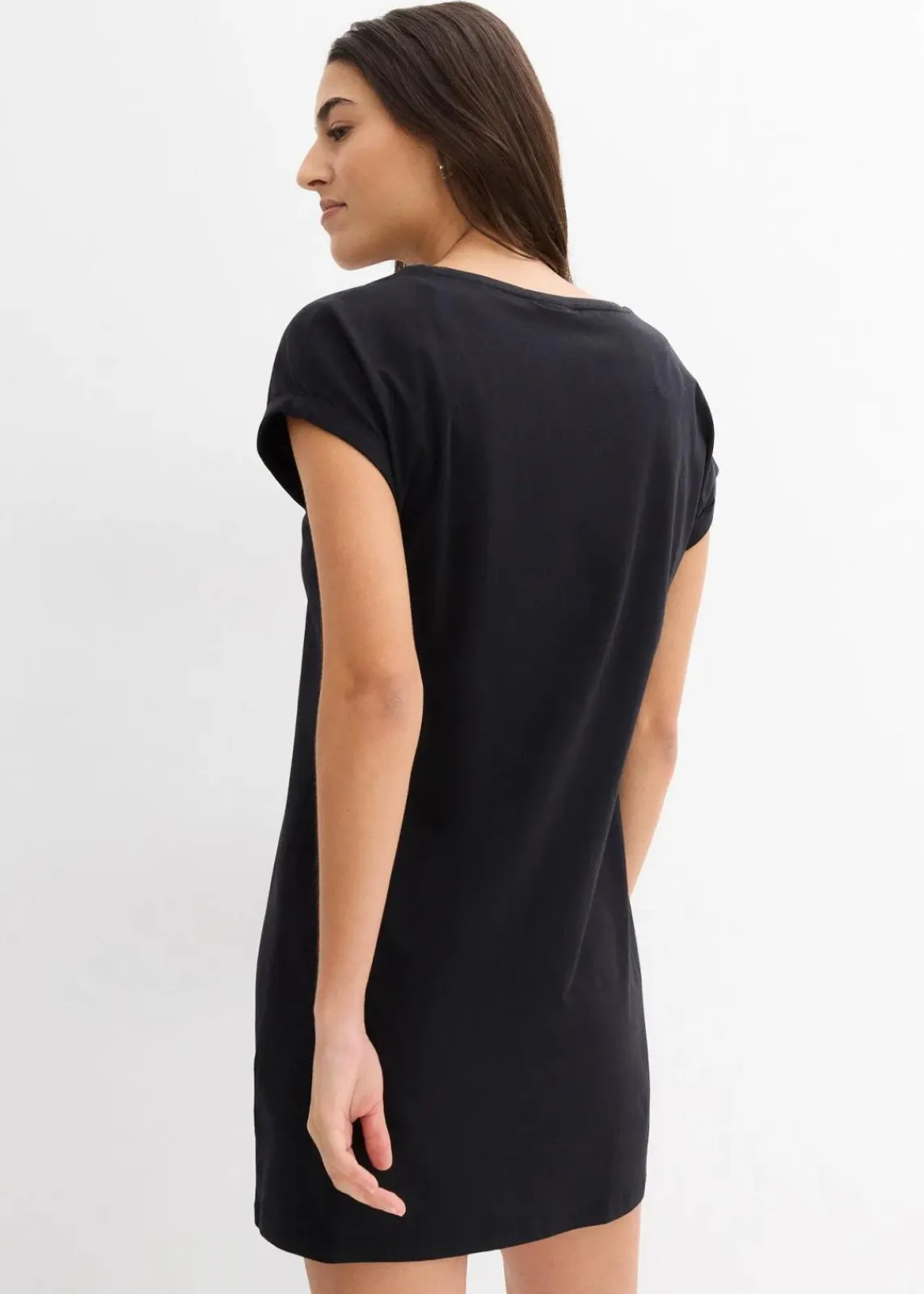 bonprix Bekleidung·Röcke|Bekleidung·Pullover & Strickjacken^Shirtkleid aus reiner Bio-Baumwolle (2er Pack) schwarz/pazifikgrün