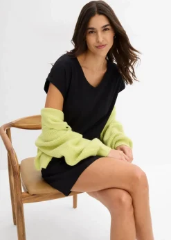 bonprix Bekleidung·Röcke|Bekleidung·Pullover & Strickjacken^Shirtkleid aus reiner Bio-Baumwolle (2er Pack) schwarz/pazifikgrün