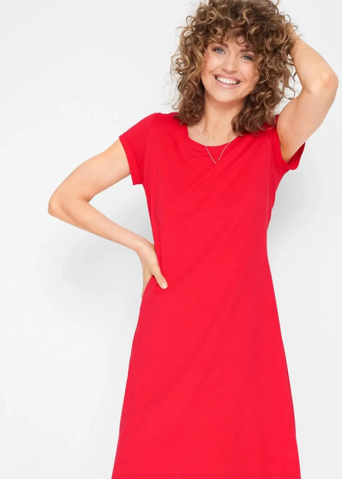 bonprix Nachhaltigere Materialien|Kleider^Shirtkleid aus reiner Bio-Baumwolle erdbeere
