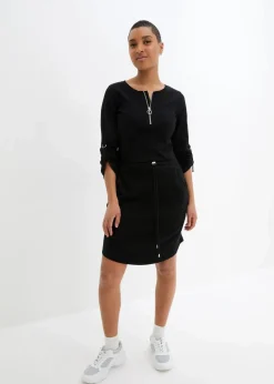bonprix Kleider^Shirtkleid aus schwerer Baumwolle schwarz