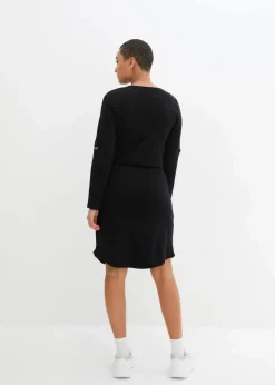 bonprix Kleider^Shirtkleid aus schwerer Baumwolle schwarz