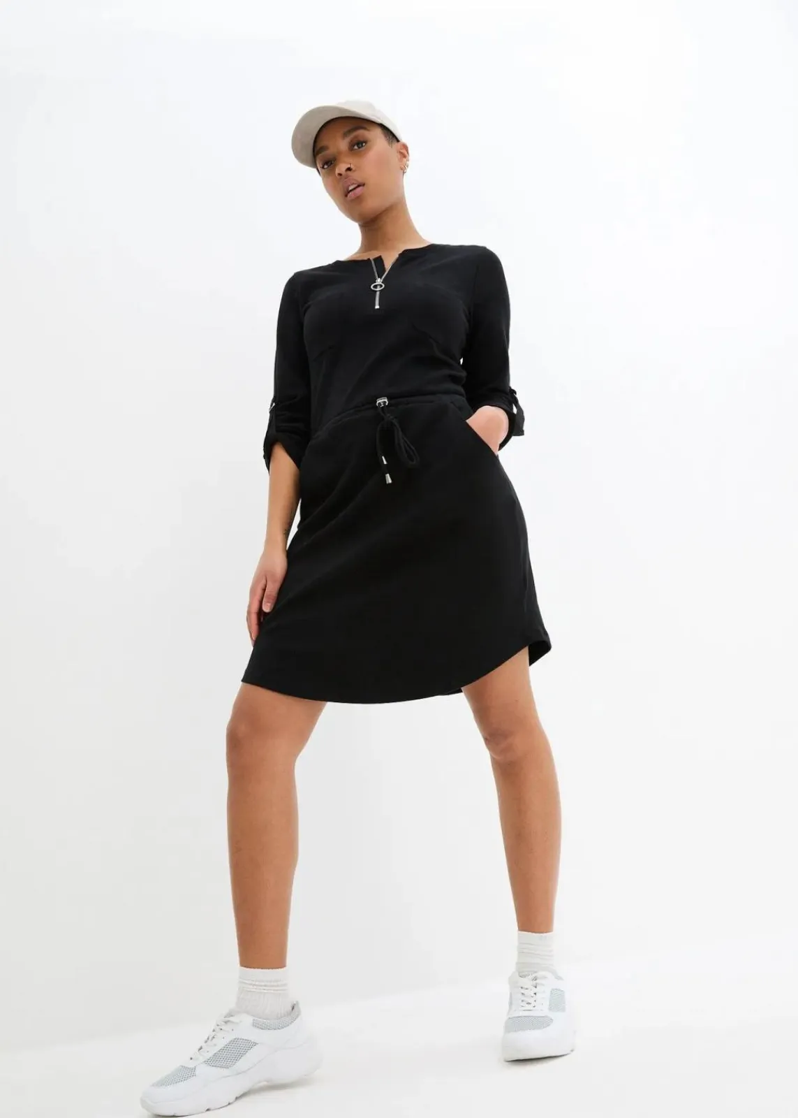 bonprix Kleider^Shirtkleid aus schwerer Baumwolle schwarz