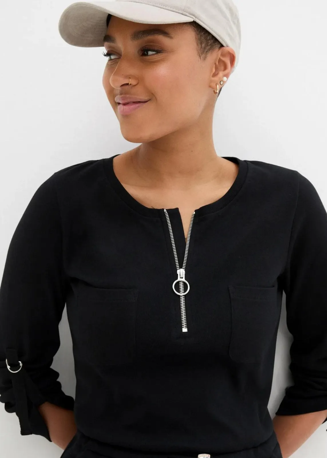 bonprix Kleider^Shirtkleid aus schwerer Baumwolle schwarz