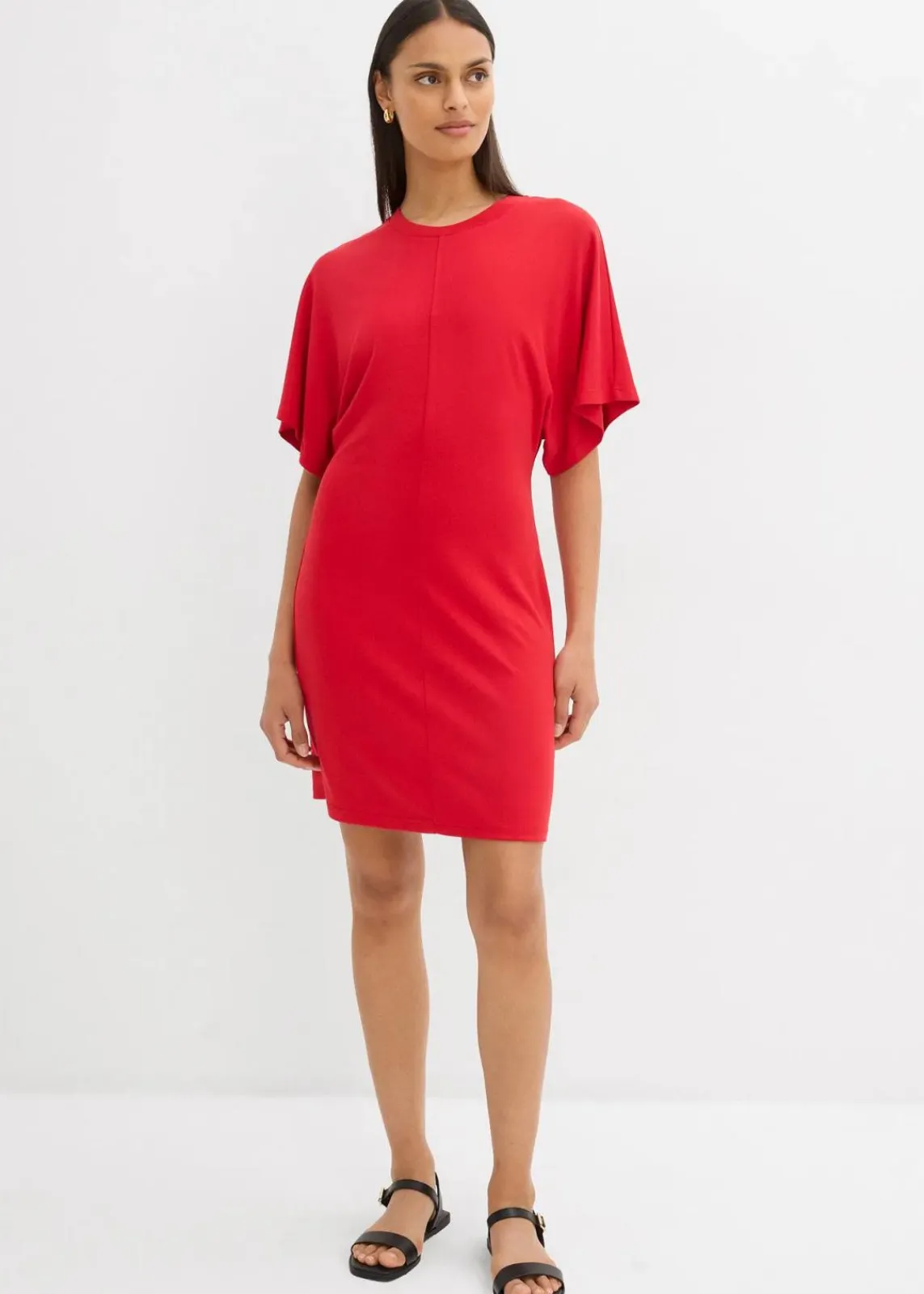 bonprix Kleider^Shirtkleid aus softem Punto di Roma salsarot